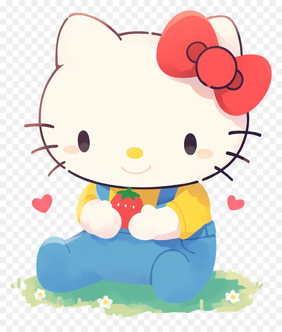 Hello Kitty à La Fraise，Chat De Dessin Animé à La Fraise PNG