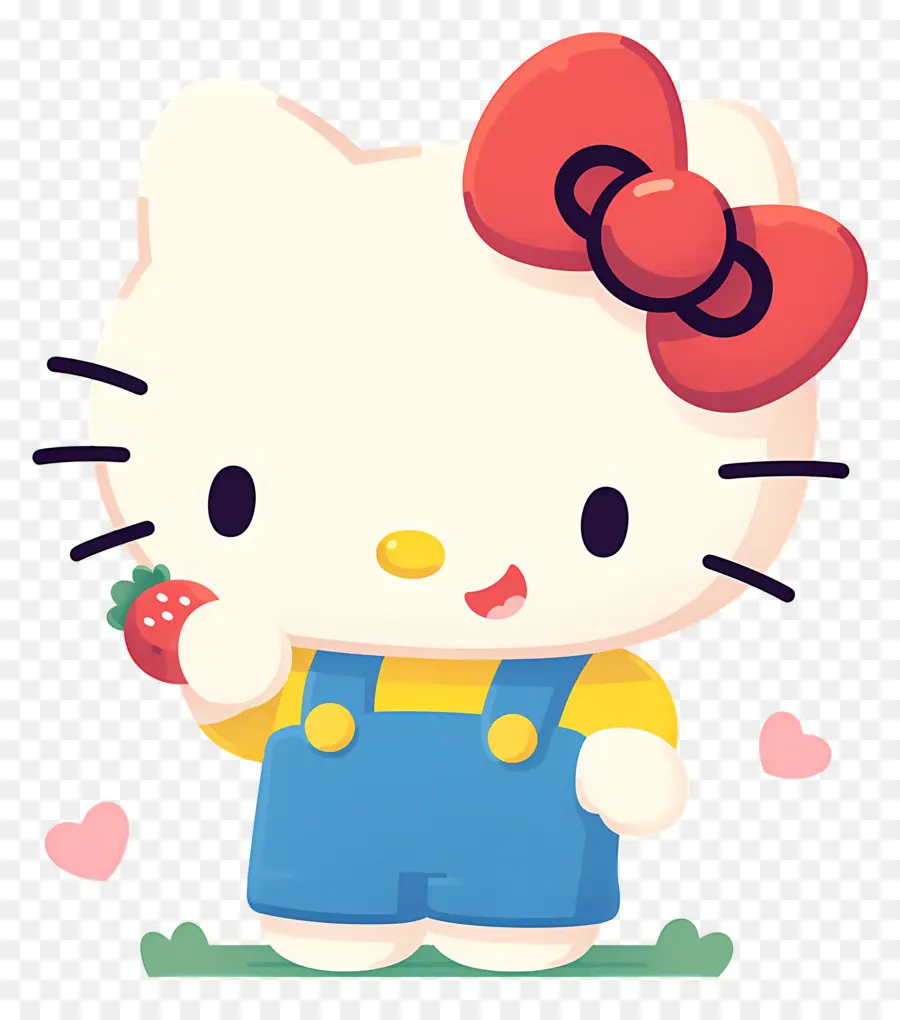 Hello Kitty à La Fraise，Chat De Dessin Animé à La Fraise PNG