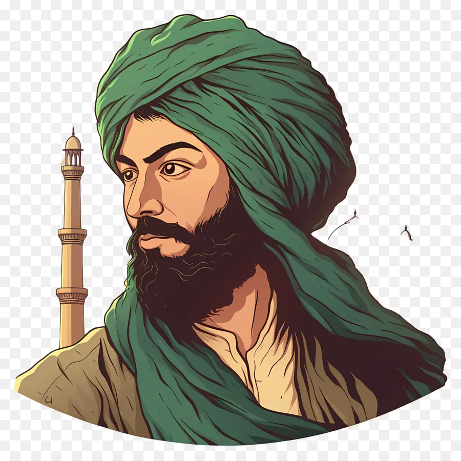 Homme Arabe，Homme En Robe Verte PNG