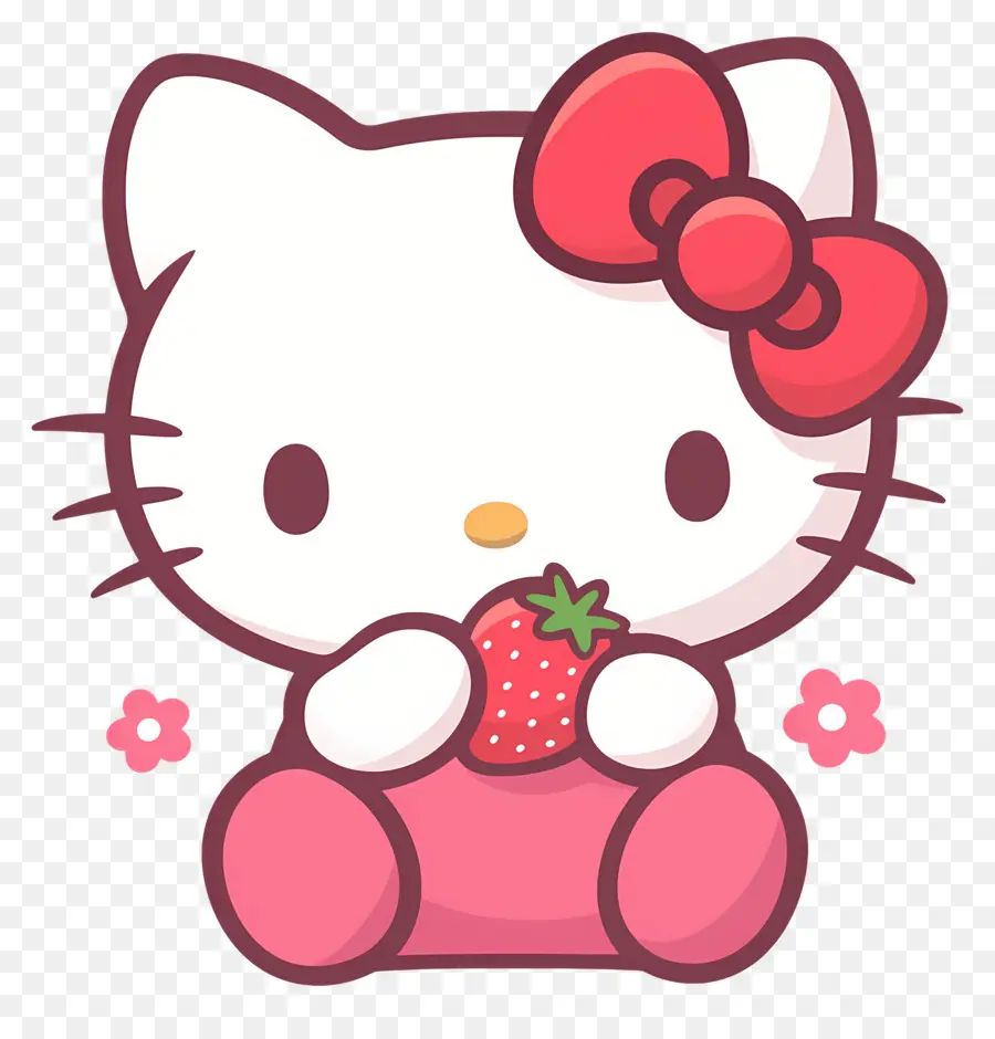 Hello Kitty à La Fraise，Chat De Dessin Animé à La Fraise PNG