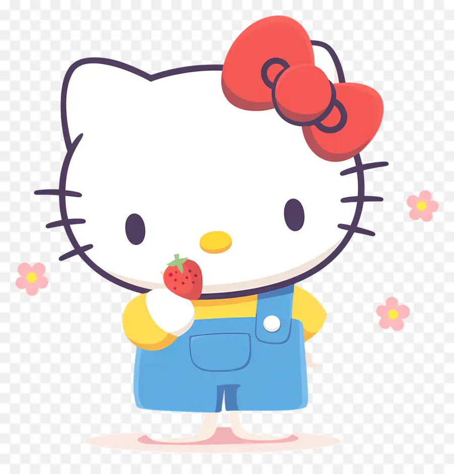 Hello Kitty à La Fraise，Chat De Dessin Animé à La Fraise PNG