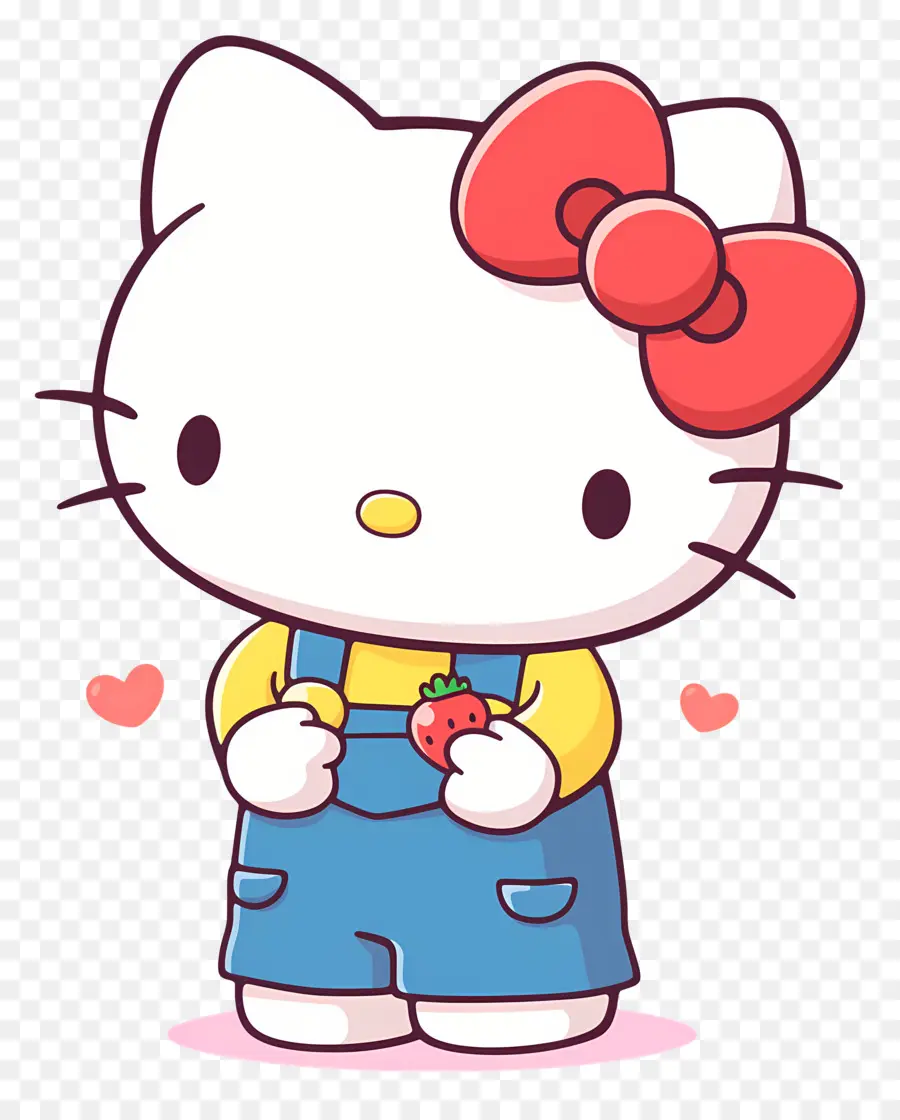 Hello Kitty à La Fraise，Chat De Dessin Animé à La Fraise PNG