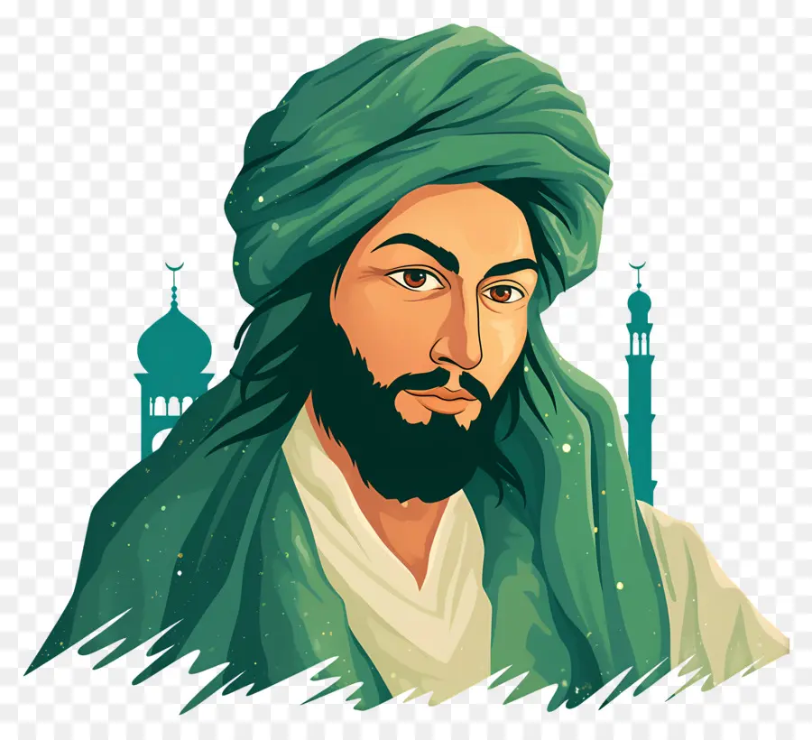 Homme Arabe，Homme En Robe Verte PNG