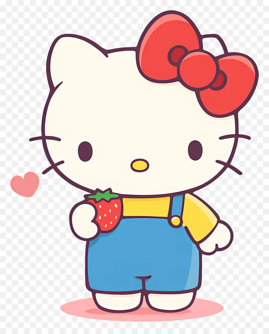 Hello Kitty à La Fraise，Chat De Dessin Animé à La Fraise PNG