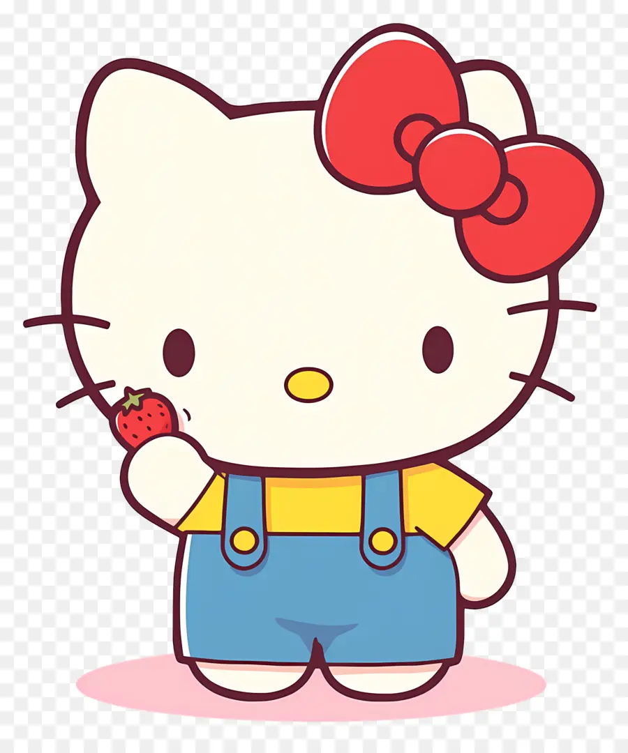 Hello Kitty à La Fraise，Chat De Dessin Animé à La Fraise PNG