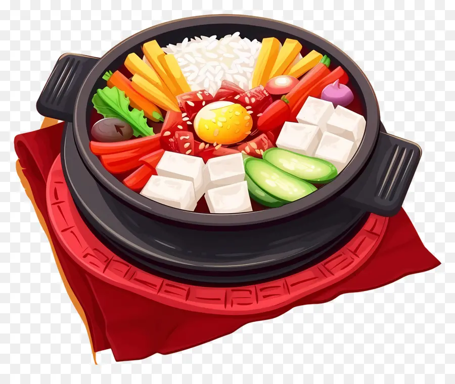 Nourriture Coréenne，Hot Pot Végétarien Avec Tofu Et Légumes PNG