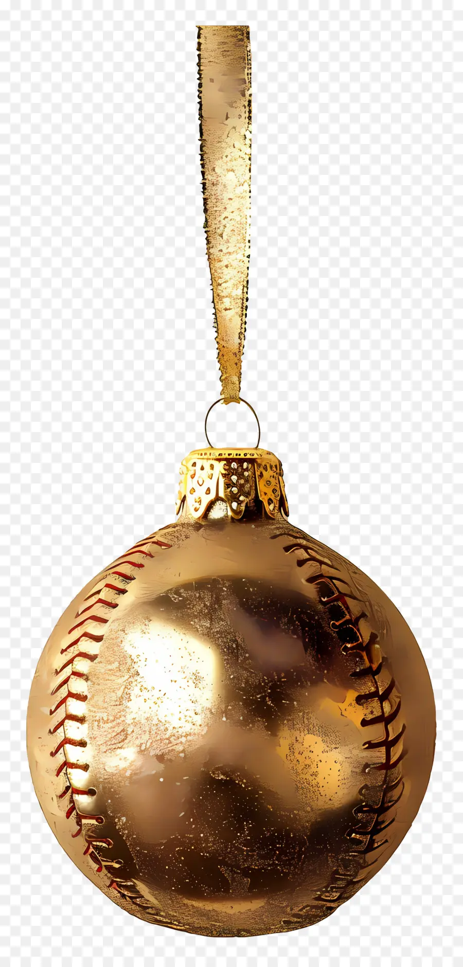 Boule D'or De Noël，Ornement De Baseball Doré PNG