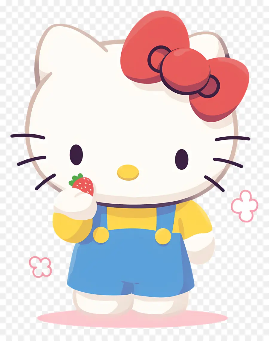 Hello Kitty à La Fraise，Chat De Dessin Animé à La Fraise PNG