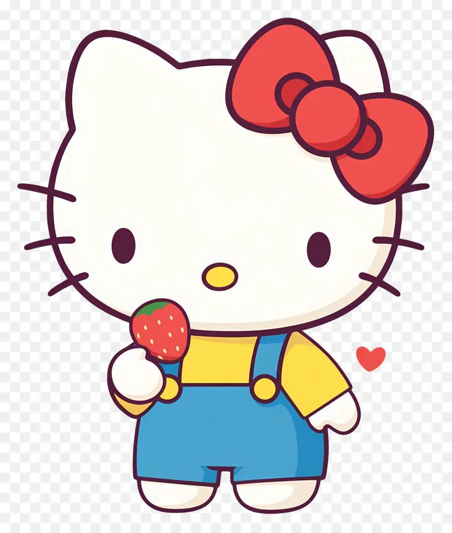 Hello Kitty à La Fraise，Chat De Dessin Animé à La Fraise PNG