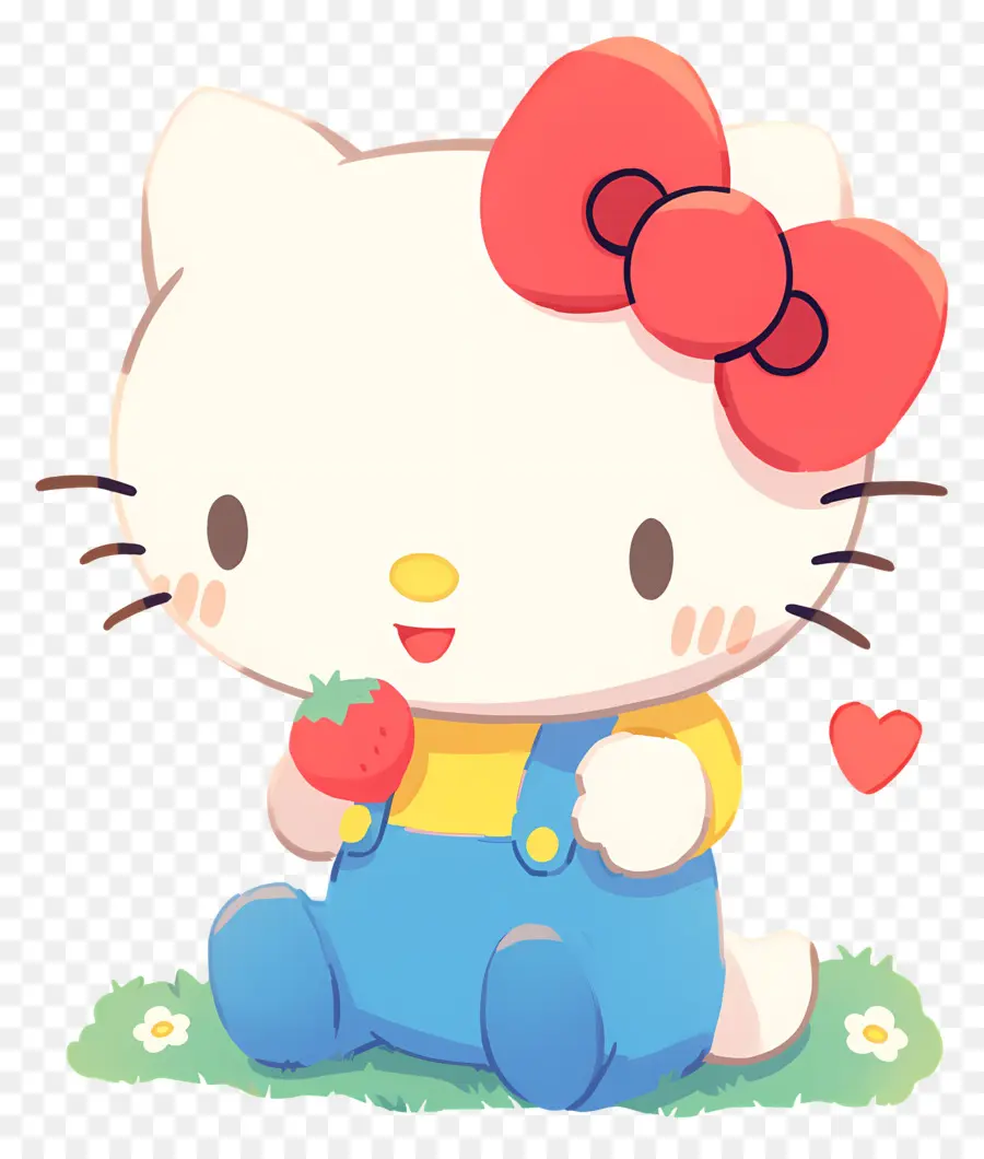 Hello Kitty à La Fraise，Chat De Dessin Animé à La Fraise PNG