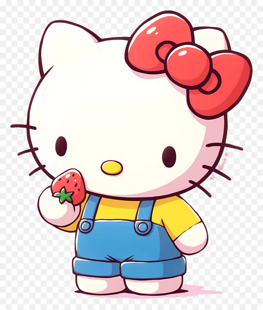 Hello Kitty à La Fraise，Chat De Dessin Animé à La Fraise PNG