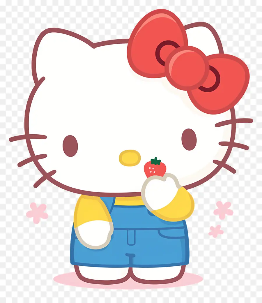 Hello Kitty à La Fraise，Chat De Dessin Animé à La Fraise PNG