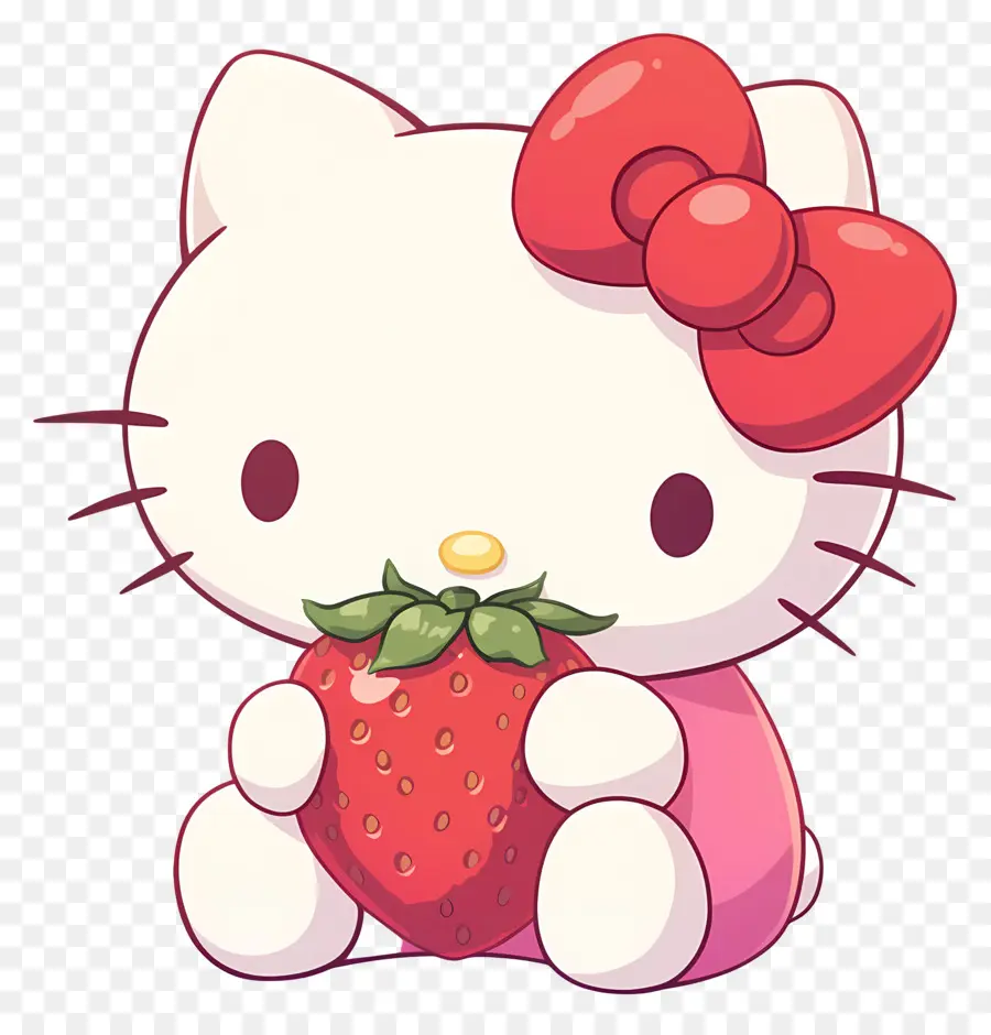 Hello Kitty à La Fraise，Chat De Dessin Animé à La Fraise PNG