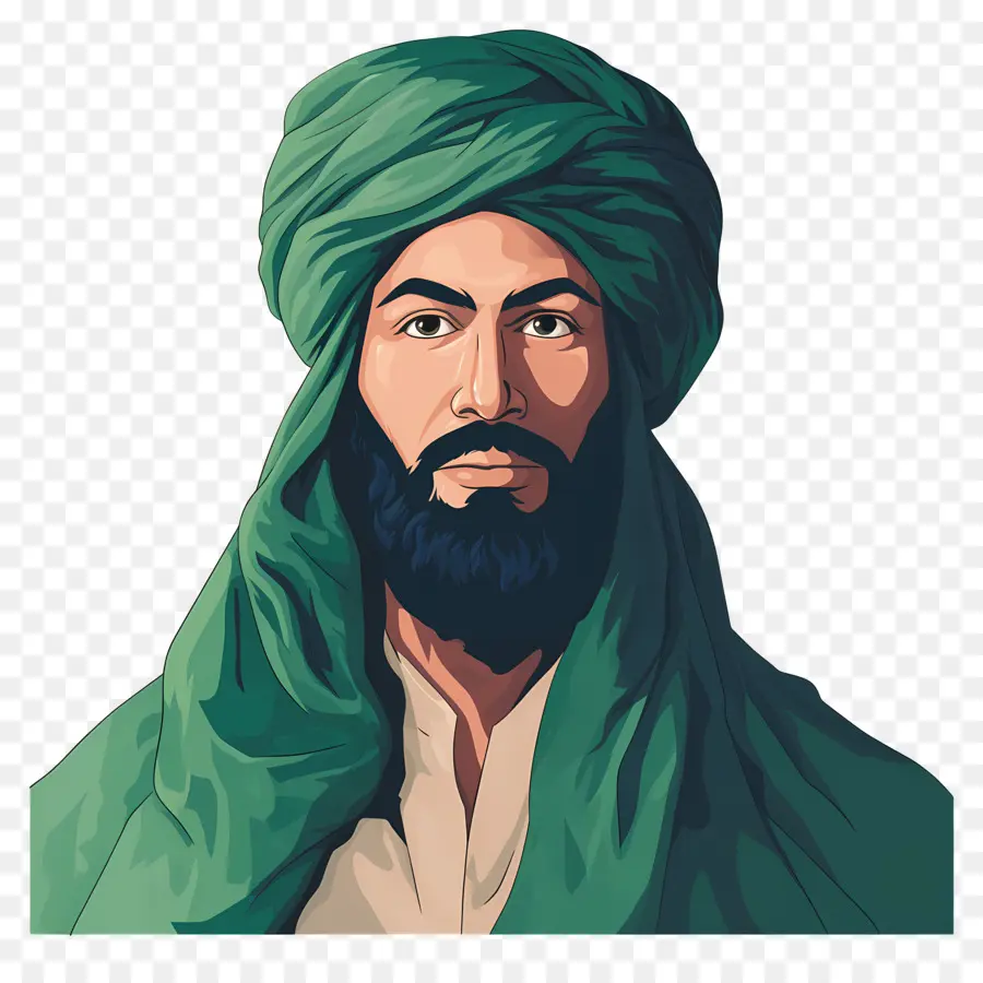 Homme Arabe，Homme En Robe Verte PNG