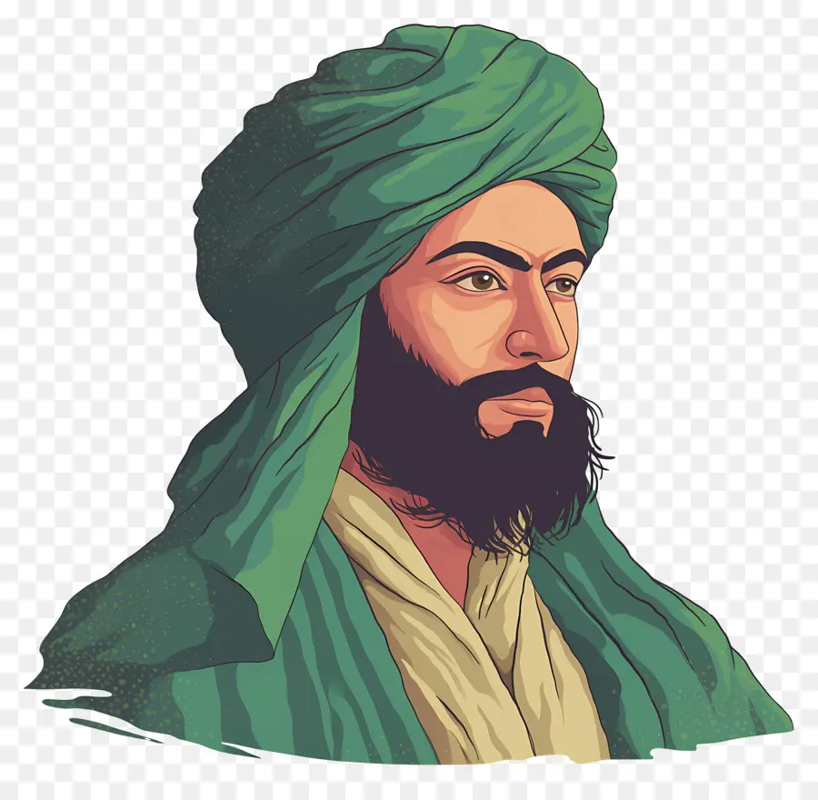 Homme Arabe，Homme En Robe Verte PNG