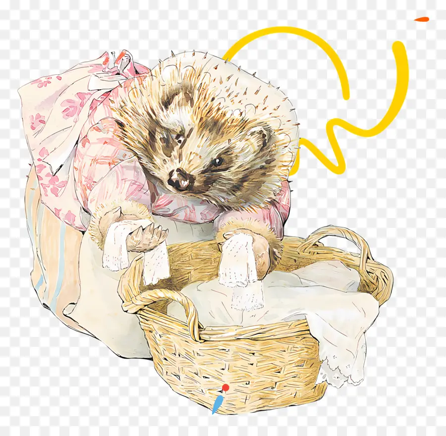 Mme Tiggy Winkle，Hérisson Avec Du Linge PNG