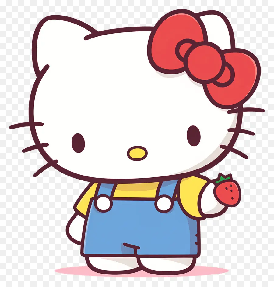 Hello Kitty à La Fraise，Chat De Dessin Animé à La Fraise PNG