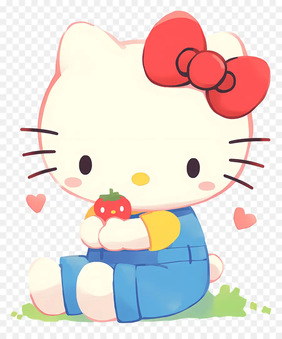 Hello Kitty à La Fraise，Chat De Dessin Animé à La Fraise PNG