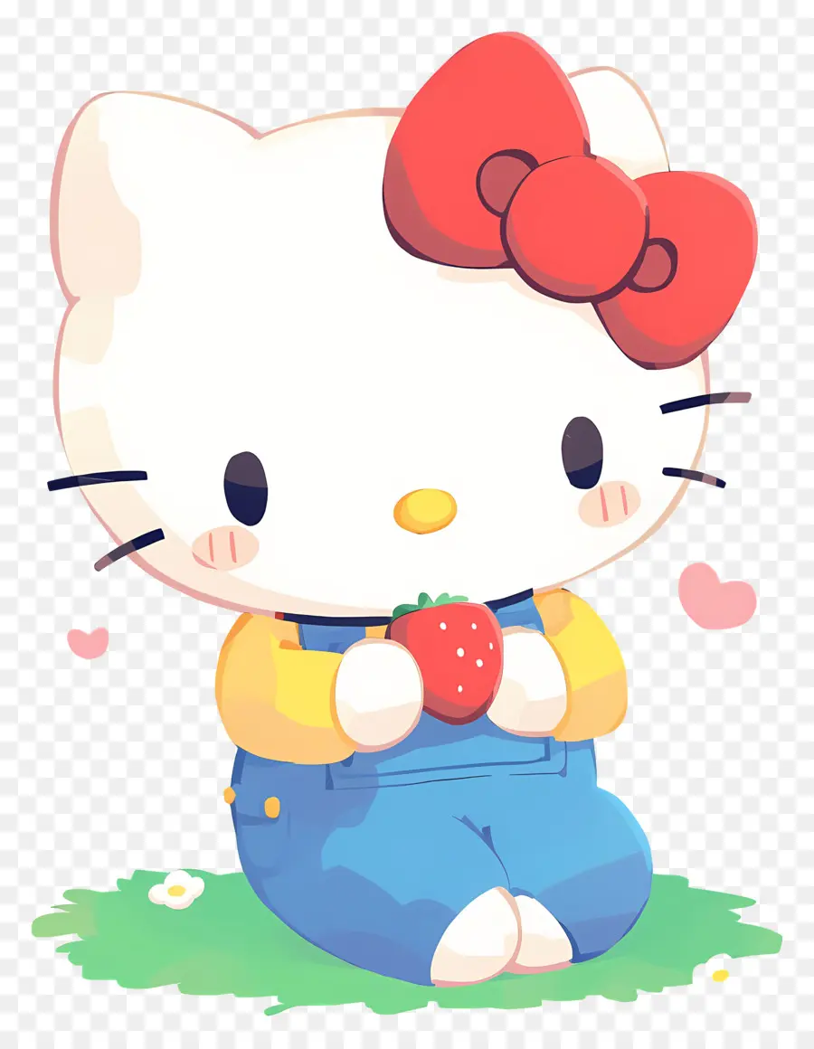 Hello Kitty à La Fraise，Chat De Dessin Animé à La Fraise PNG