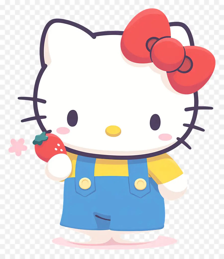 Hello Kitty à La Fraise，Chat De Dessin Animé à La Fraise PNG