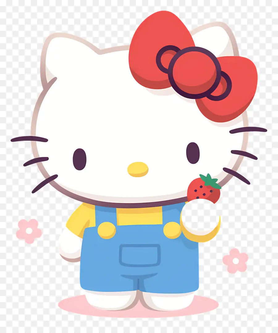 Hello Kitty à La Fraise，Chat De Dessin Animé à La Fraise PNG