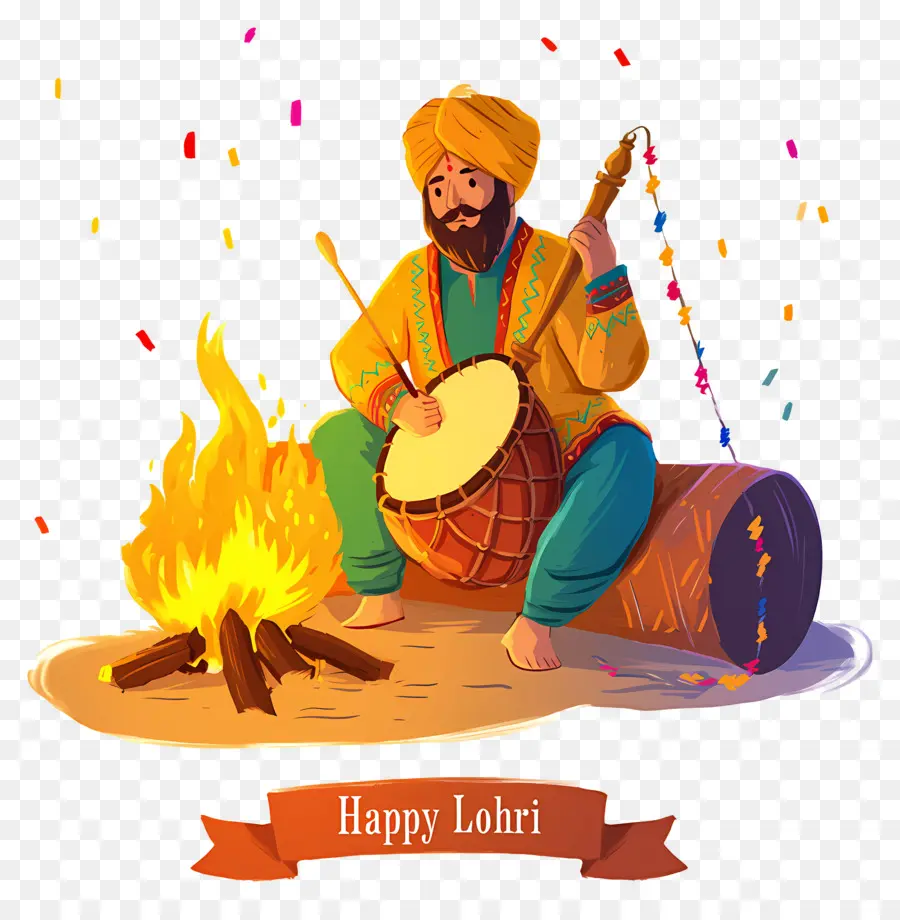 Lohri，Homme Avec Tambour PNG