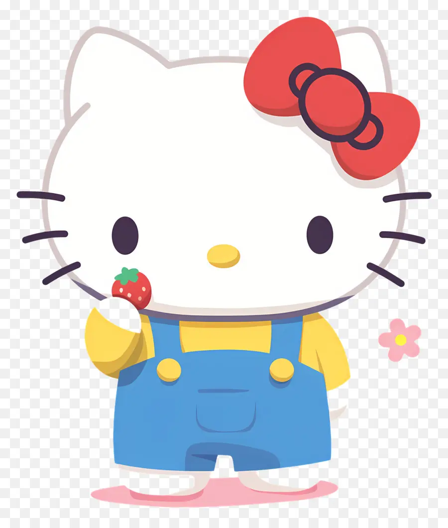 Hello Kitty à La Fraise，Chat De Dessin Animé à La Fraise PNG