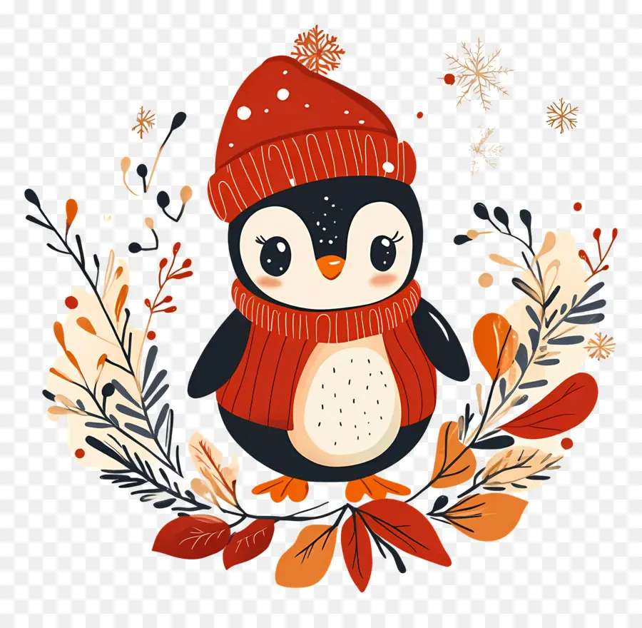 Pingouin De Noël，Pingouin En Vêtements D'hiver PNG