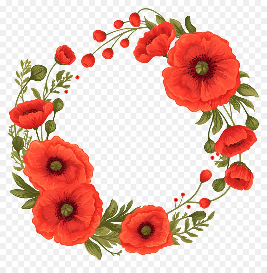 Journée Anzac，Couronne De Coquelicots Rouges PNG