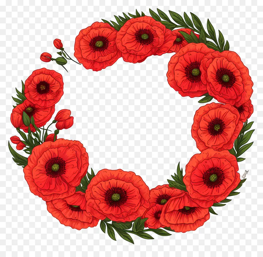 Journée Anzac，Couronne De Coquelicots Rouges PNG