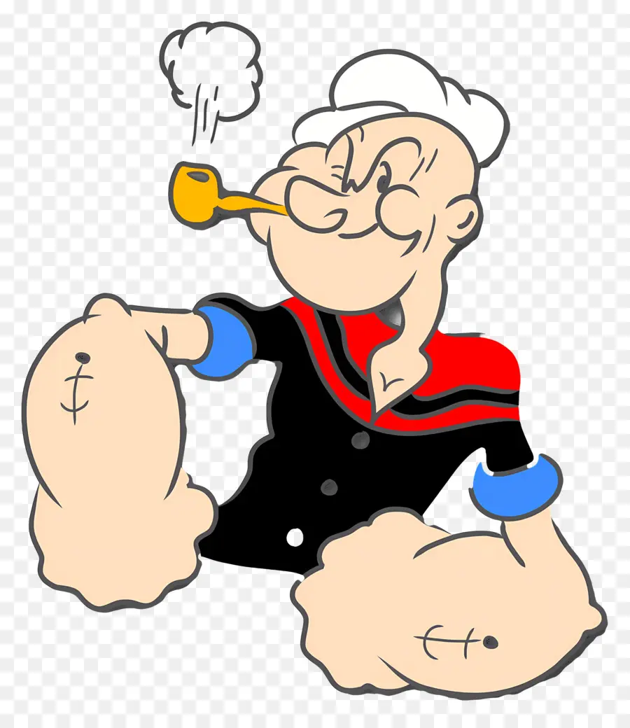 Popeye，Caricature De Marin Avec Tuyau PNG