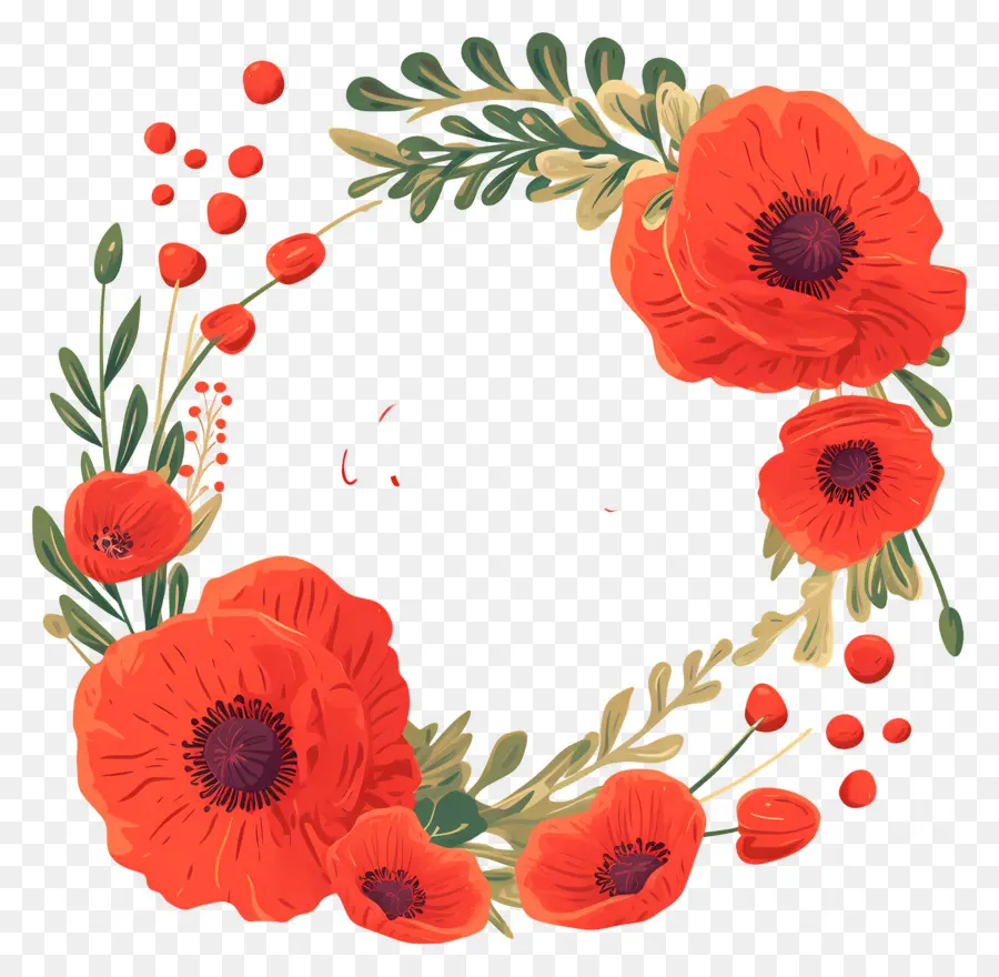 Journée Anzac，Couronne De Coquelicots Rouges PNG