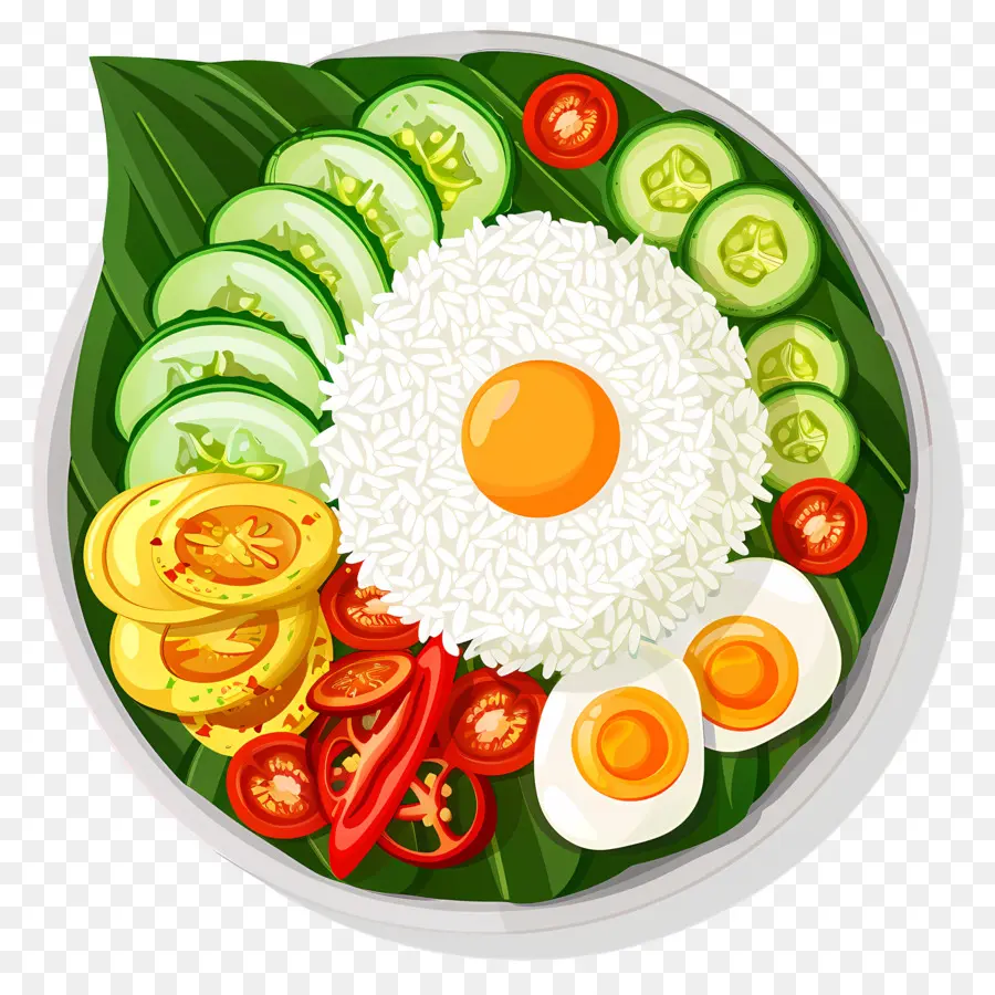 Nasi Lemak，Riz Aux Légumes Et Oeufs PNG