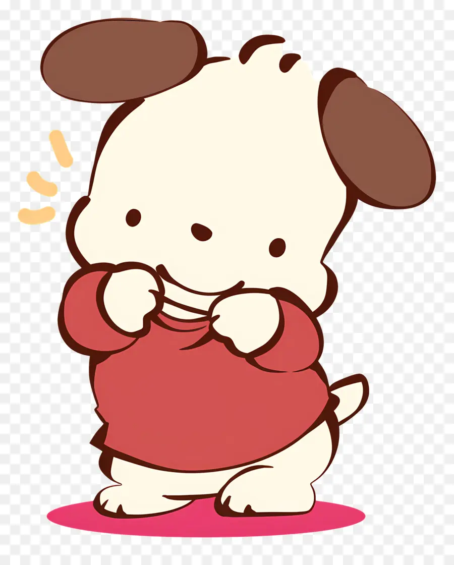 Chiot Chien，Chien De Dessin Animé En Chemise Rouge PNG