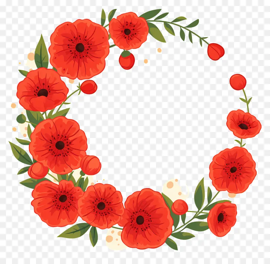 Journée Anzac，Couronne De Coquelicots Rouges PNG