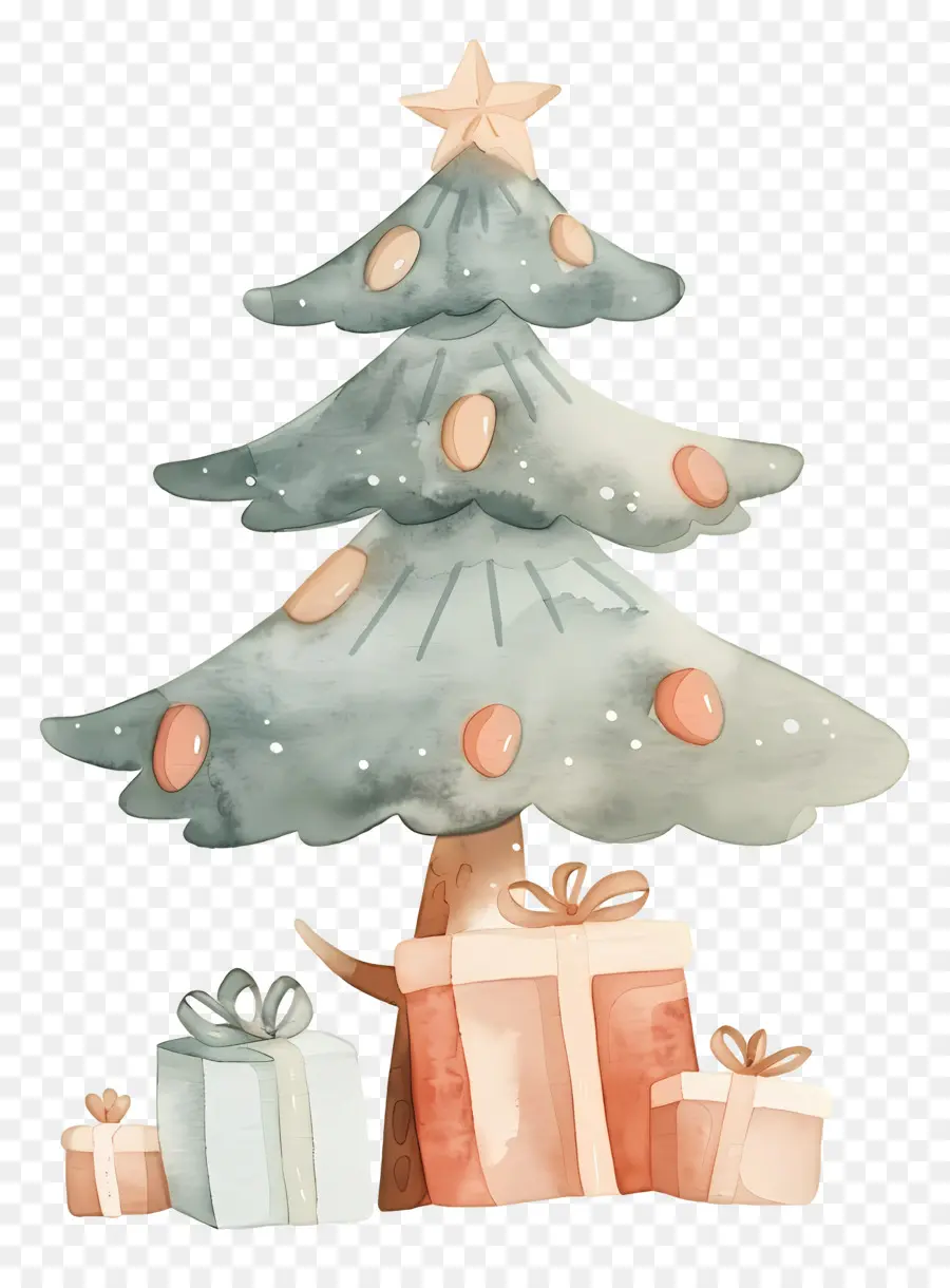 Arbre De Noël Aquarelle，Arbre De Noël Décoré PNG