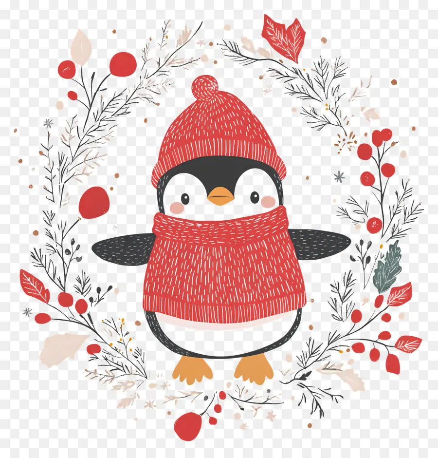 Pingouin De Noël，Pingouin En Vêtements D'hiver PNG