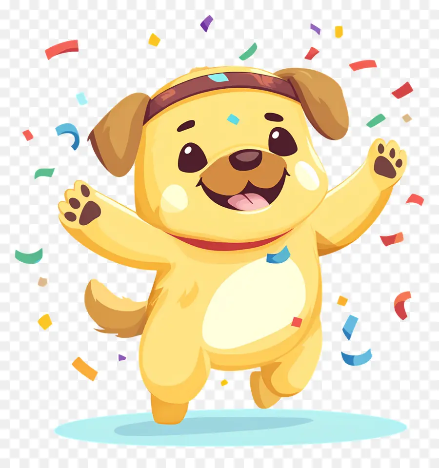 Gros Chien，Chien Heureux Avec Des Confettis PNG