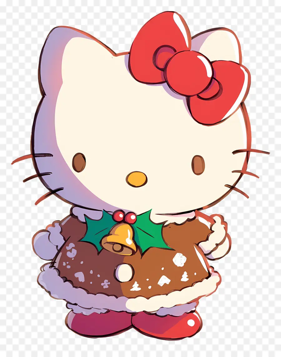 Bonjour Kitty Noël，Chat De Dessin Animé PNG