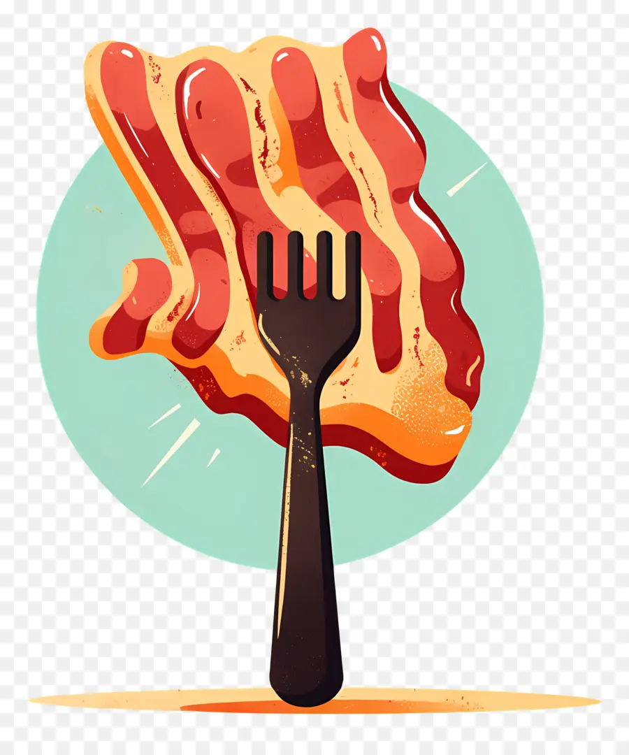 Journée Nationale Du Bacon，Bacon Sur Fourchette Avec Fond De Cercle PNG