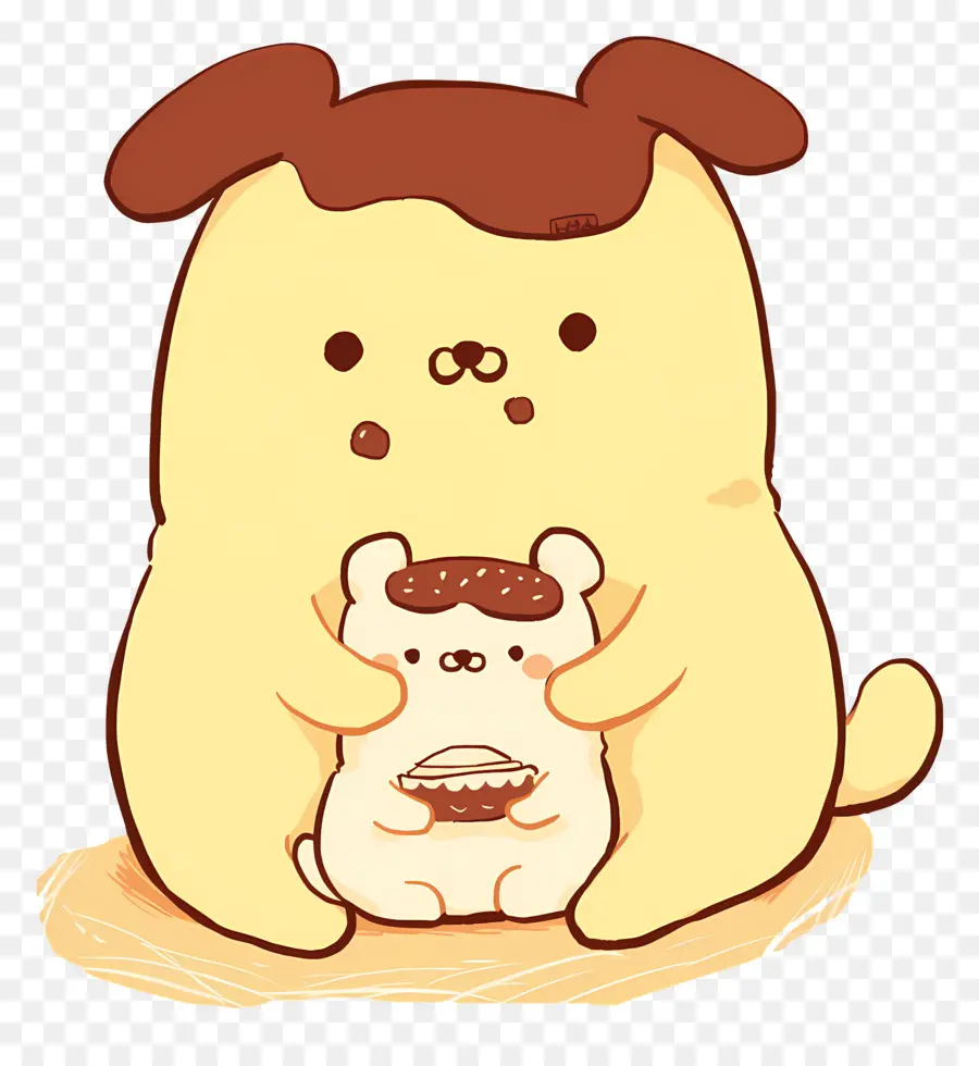 Pompompurine，Chien Mignon Avec Dessert PNG