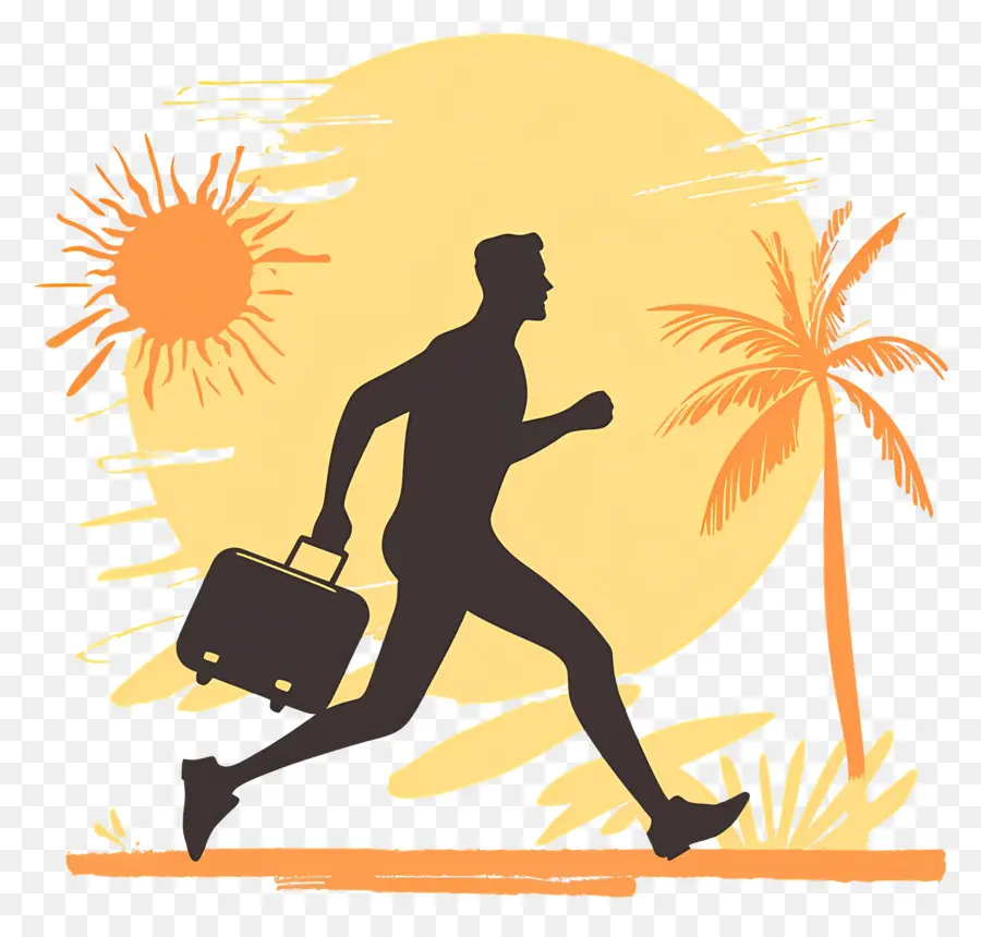 Voyages，Running Man Avec Valise PNG