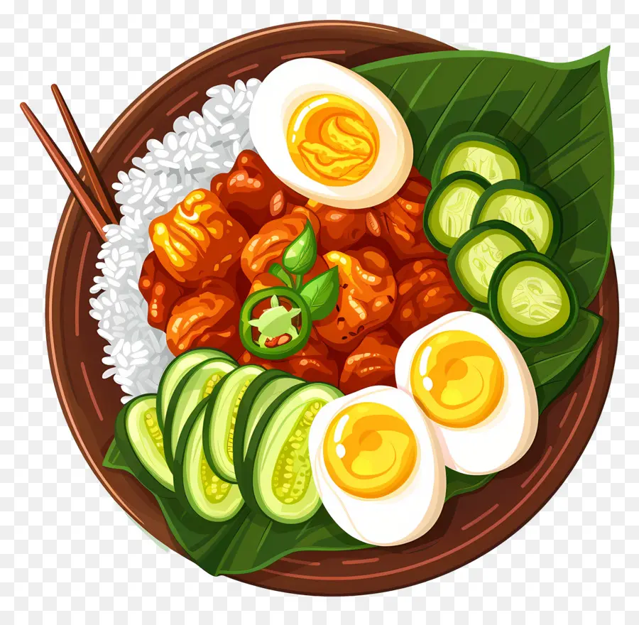 Nasi Lemak，Riz Et Oeuf PNG