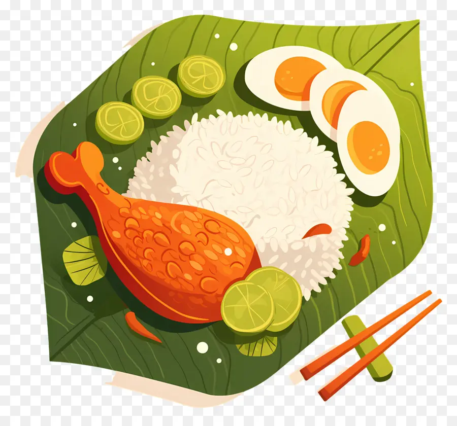 Nasi Lemak，Riz Et Poulet PNG