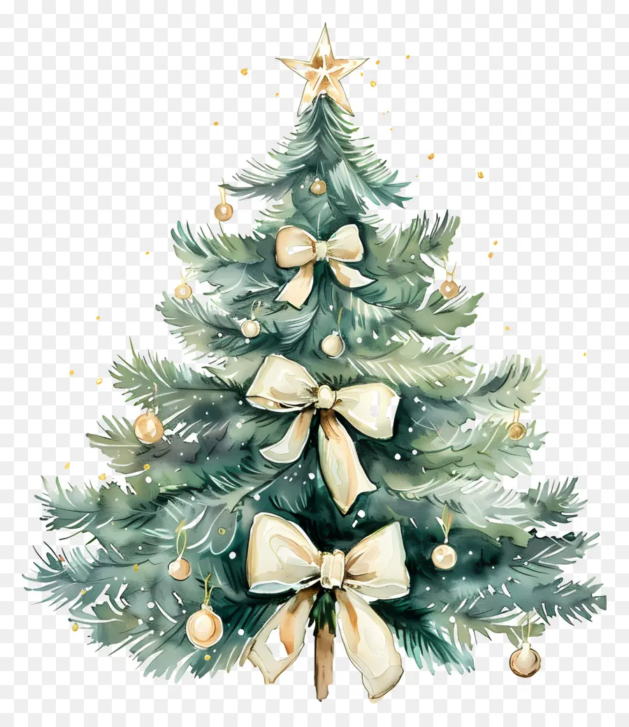 Arbre De Noël Aquarelle，Arbre De Noël Décoré PNG