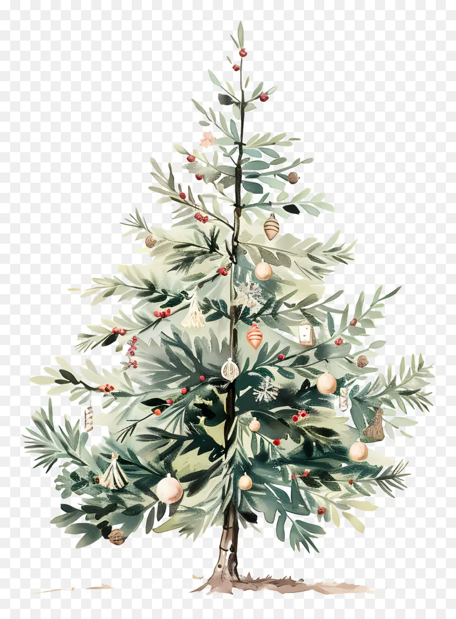 Arbre De Noël Aquarelle，Arbre De Noël Décoré PNG