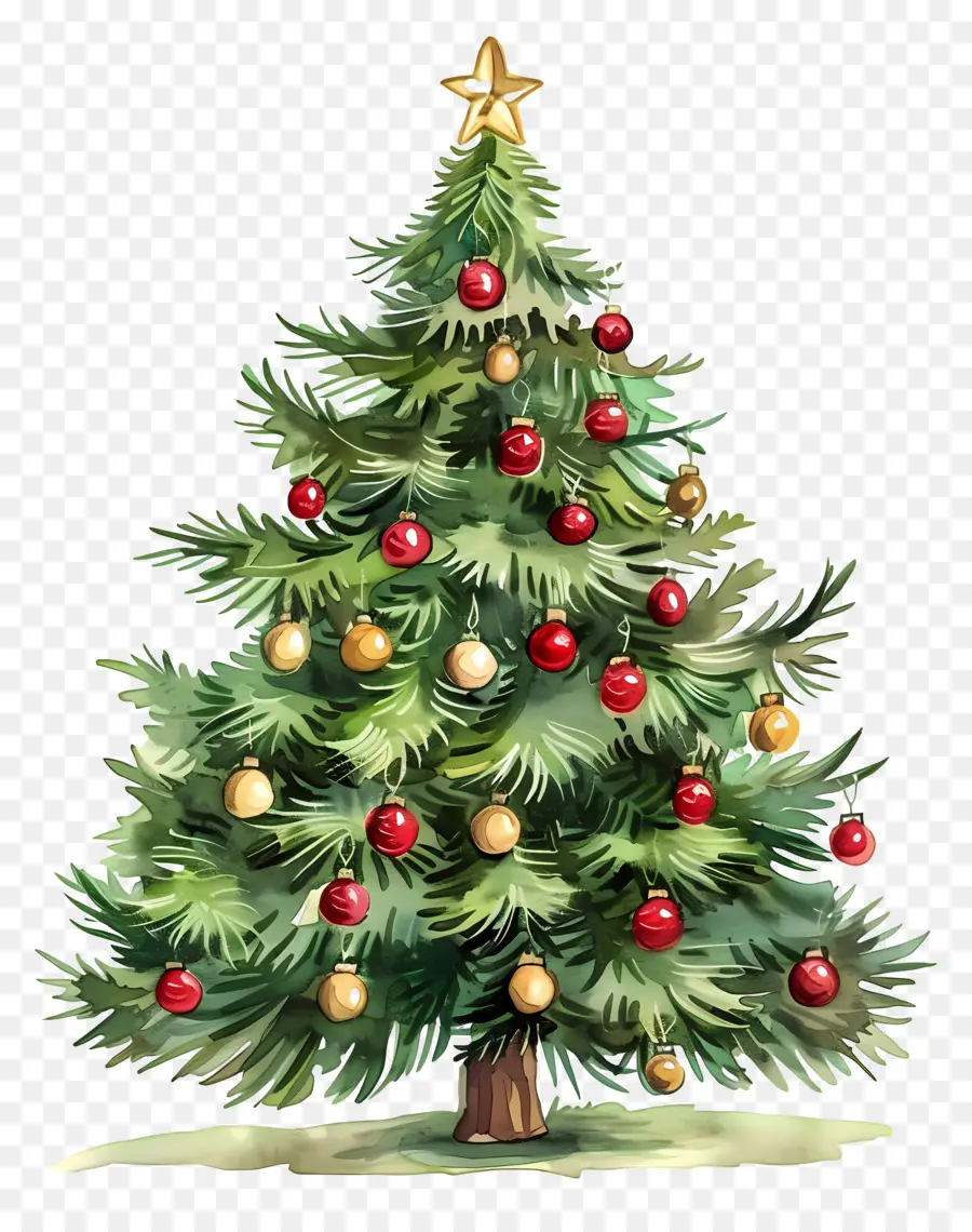 Arbre De Noël Aquarelle，Arbre De Noël PNG