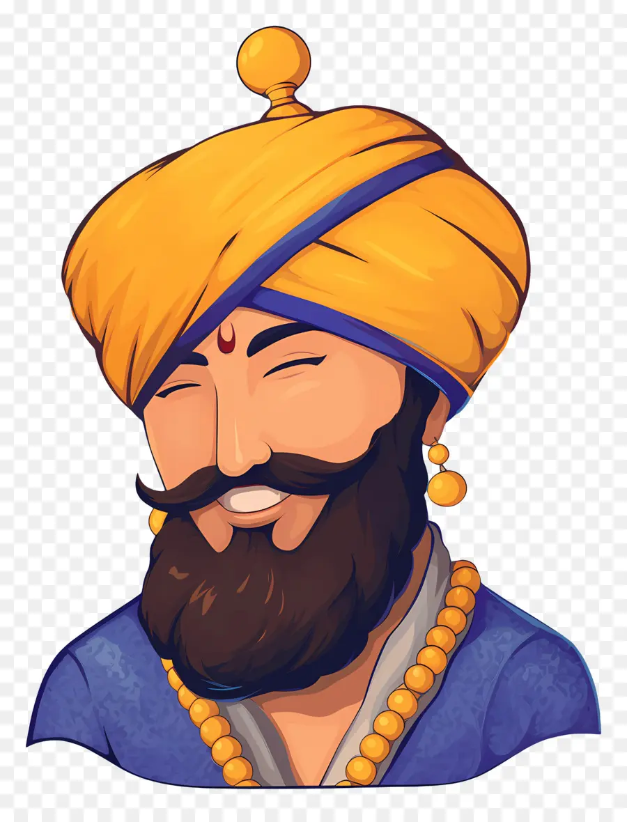 Gourou Govind Singh Jayanti，Homme Souriant Avec Turban PNG