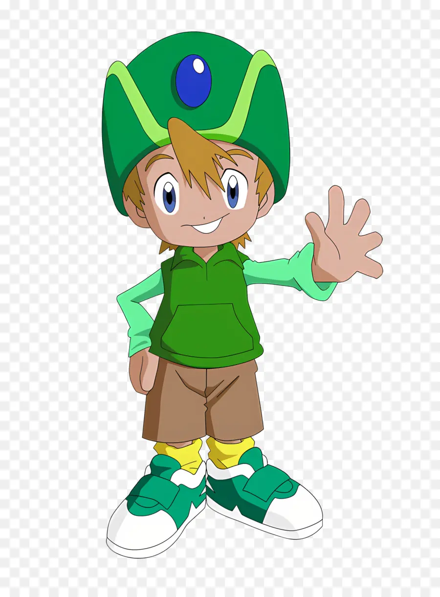 Saison Digimon，Garçon Au Chapeau Vert PNG