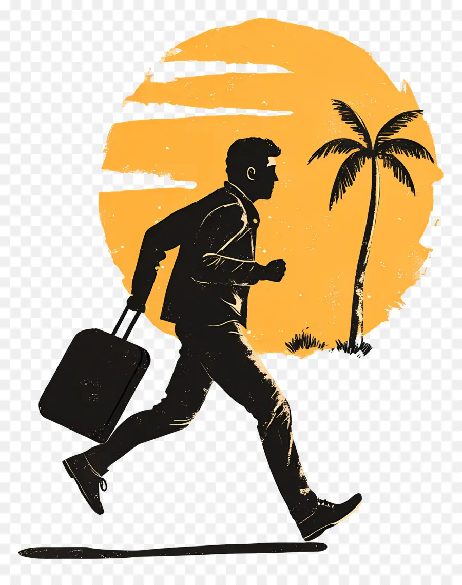 Voyages，Running Man Avec Valise PNG